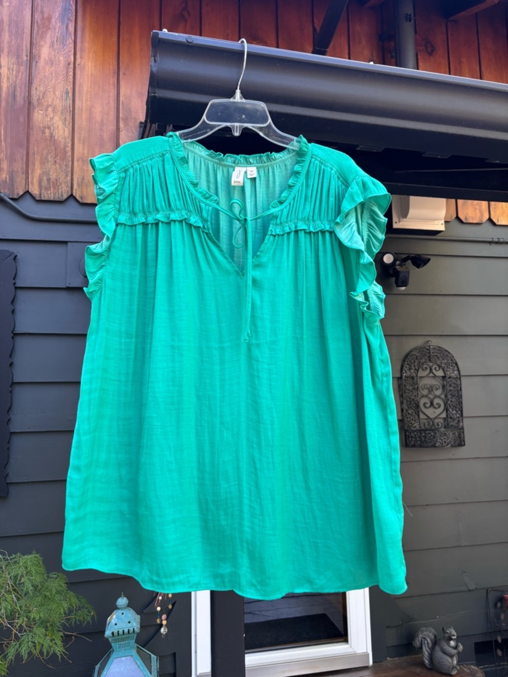 Joie Lightweight Ruffle Sleeve Women's Top in Kelly Green size 2X